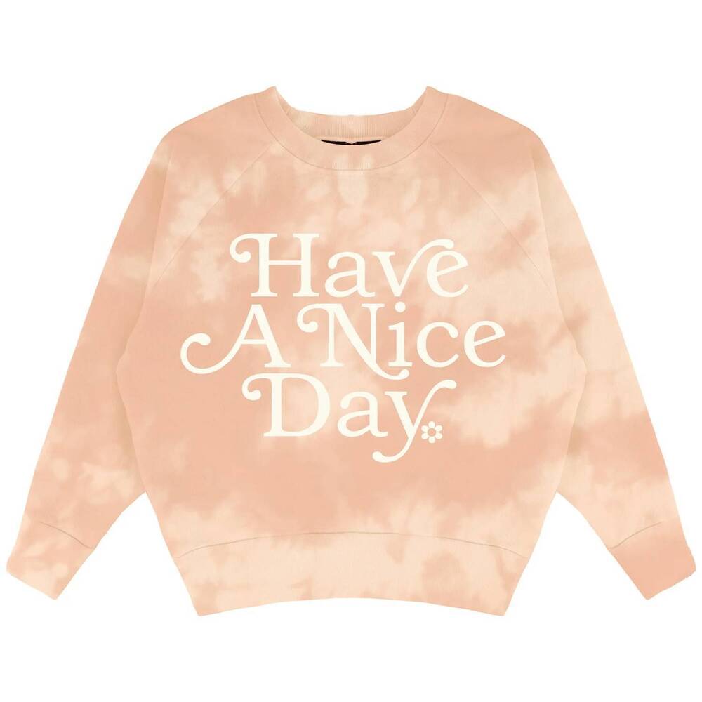 NEW TINY WHALES girls nice day boxy sweatshirt in pink tie dye